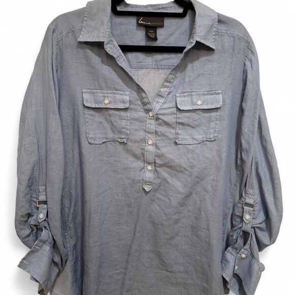 Lane Bryant Tops - Lane Bryant Women's Light Blue Chambray Button Long Sleeved Blouse
